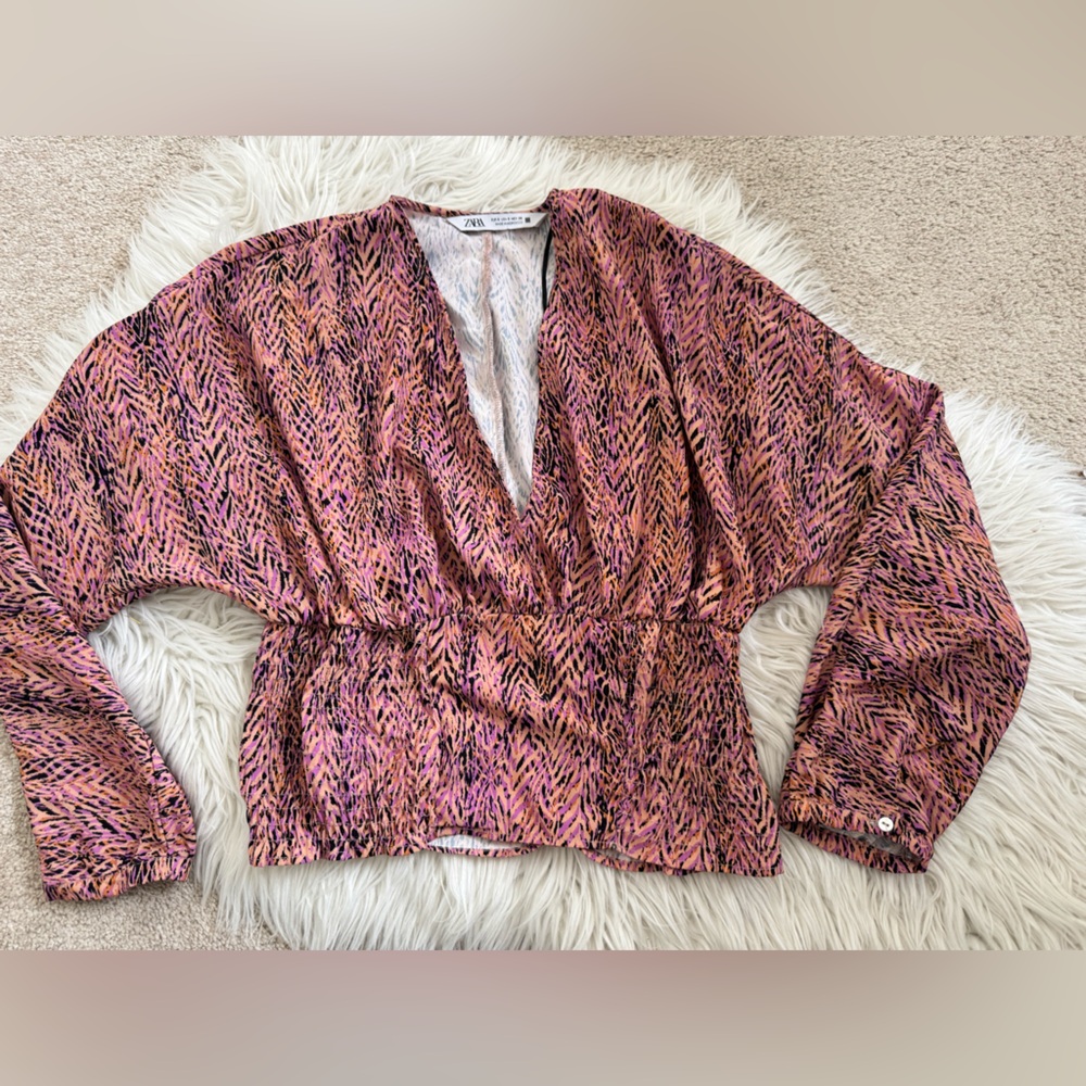 Zara Multicolor V-Neck Blouse